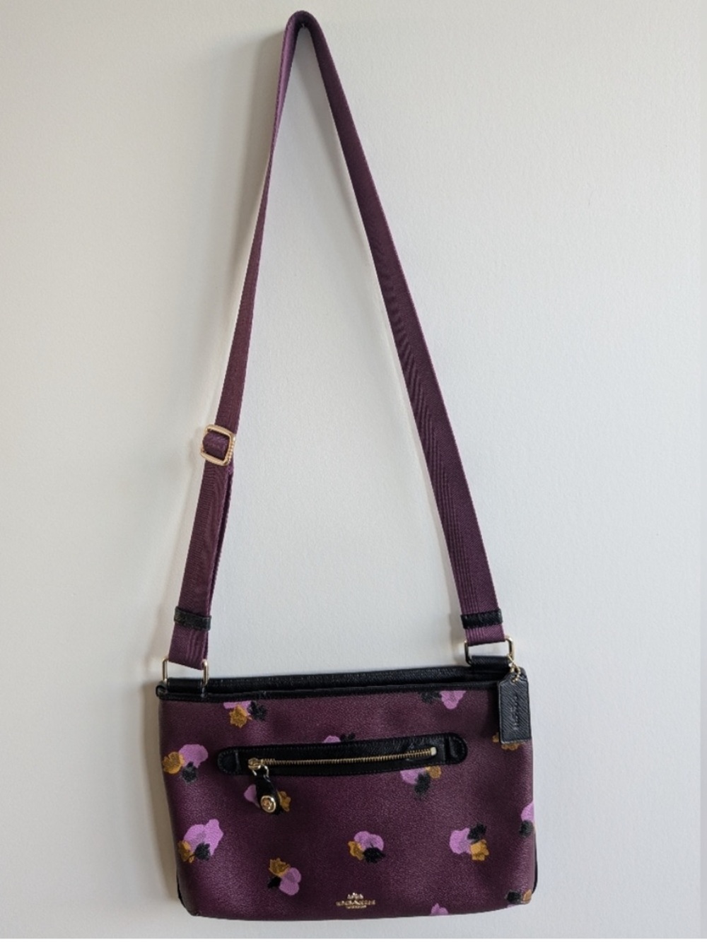 COACH TAYLOR CROSSBODY IN FLORAL PRINT COATED CANVAS Plum Purple - Picture 5 of 10